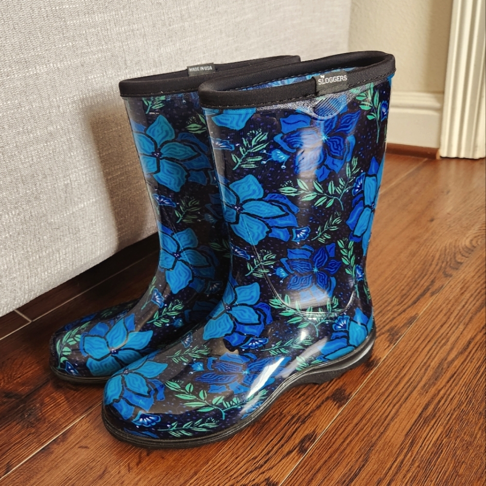 Sloggers in vibrant "Spring Surprise Blue"  Made in USA